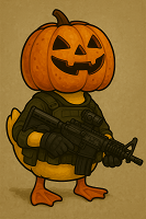 カボチャ頭,アヒル,銃,ハロウィン,ミリタリー,仮装