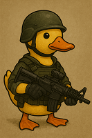 アヒル,兵士,ヘルメット,ライフル,ミリタリー,アーマー,動物キャラクター