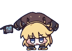 アニメ,女の子,金髪,かわいい,デフォルメ,膝立ち,手をつく,二次元,うごくアイコン