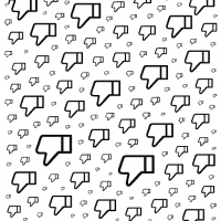 アイコン,サムズダウン,親指下げ,いいねしない,手のシンボル,モノクロ