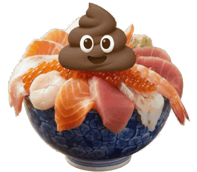海鮮丼,寿司,どんぶり,うんち,絵文字,食べ物,刺身