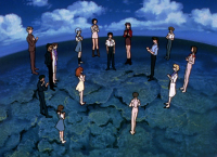 アニメ,キャラクター集合,地球,空,新世紀エヴァンゲリオン