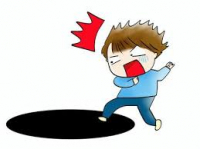 イラスト,驚き,落とし穴,男性,かわいい,ギャグ,青い服