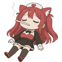 アニメ,女の子,ネコ耳,メイド服,チル,寝る,可愛い,漫画風