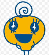 キャラクター,イラスト,丸い頭,黄色,青色,目がキラキラ