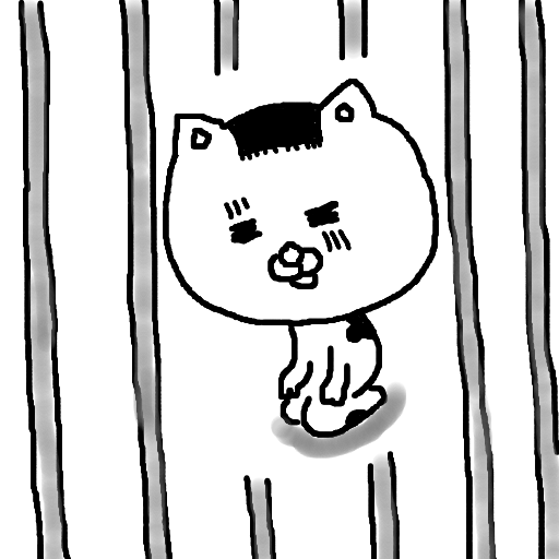 猫,キャラクター,白黒,漫画