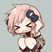 アニメ,チビキャラ,ピンク髪,女性,困惑,両手で頭を抱える,泣き顔,手袋