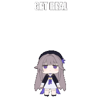 アニメキャラクター,GET REAL,灰色の服,紫のリボン,かわいい,イラスト
