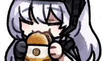 アニメキャラクター,食べ物,ハンバーガー,イラスト,白髪
