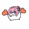 キャラクター,ピンクの髪,ハート,デフォルメ,かわいい