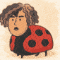 てんとう虫,動物擬人化,イラスト,カーリーヘア,コミカル