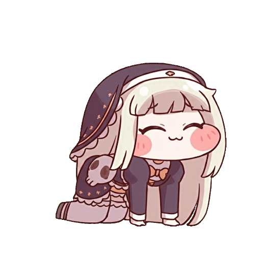 アニメ,デフォルメ,女の子,金髪,ほっぺた,おじぎ,かわいい,ローブ,ヘッドドレス