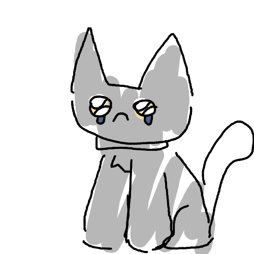 猫,灰色,泣いている,涙,シンプル,イラスト,アニメ風,動物